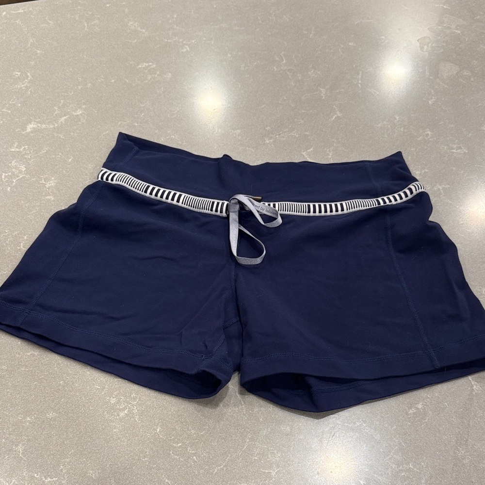 Lululemon Athletica Navy Shorts with Striped Waistband